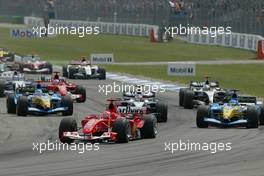 25.07.2004 Hockenheim, Germany, F1, Sunday. July, Michael Schumacher, GER, Scuderia Ferrari Marlboro, F2004, Action, Track - Formula 1 World Championship, Rd 12, The Start of the Race,  Grosser Mobil 1 Preis von Deutschland, GER, Hockenheimring Baden-Württemberg