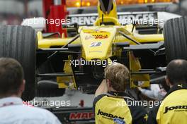 24.07.2004 Hockenheim, Germany, F1, Saturday, July, Giorgio Pantano, ITA, Jordan snapped off during the first session - Formula 1 World Championship, Rd 12, Practice, Grosser Mobil 1 Preis von Deutschland, GER, Hockenheimring Baden-Württemberg