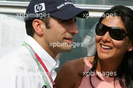 24.07.2004 Hockenheim, Germany,  F1, Saturday, Marc Gene (ESP), BMW Williams F1 Team, Portrait, with his wife Eva Gene (ESP) - Formula 1 World Championship, Rd 12, Grosser Mobil 1 Preis von Deutschland, GER, Hockenheimring Baden-Württemberg