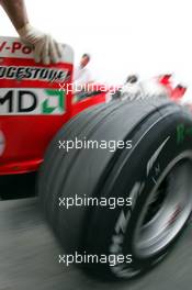 24.07.2004 Hockenheim, Germany, F1, Saturday, July, Feature, Bridgestone, Tyre, Ferrari - Formula 1 World Championship, Rd 12, Practice, Grosser Mobil 1 Preis von Deutschland, GER, Hockenheimring Baden-Württemberg