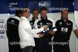 24.07.2004 Hockenheim, Germany, F1, Saturday, July, Ralf Schumacher, GER, BMW WilliamsF1 comes and visits the Williams team whilst he is injured - Formula 1 World Championship, Rd 12, Grosser Mobil 1 Preis von Deutschland, GER, Hockenheimring Baden-Württemberg