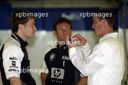 24.07.2004 Hockenheim, Germany, F1, Saturday, July, Ralf Schumacher, GER, BMW WilliamsF1 comes and visits the Williams team whilst he is injured - Formula 1 World Championship, Rd 12, Grosser Mobil 1 Preis von Deutschland, GER, Hockenheimring Baden-Württemberg