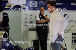 24.07.2004 Hockenheim, Germany, F1, Saturday, July, Ralf Schumacher, GER, BMW WilliamsF1 comes and visits the Williams team whilst he is injured - Formula 1 World Championship, Rd 12, Grosser Mobil 1 Preis von Deutschland, GER, Hockenheimring Baden-Württemberg