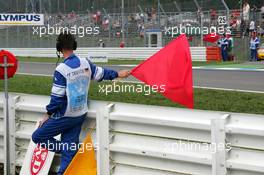 24.07.2004 Hockenheim, Germany,  F1, Saturday, The first free practice session was again red flagged - Formula 1 World Championship, Rd 12, Grosser Mobil 1 Preis von Deutschland, GER, Hockenheimring Baden-Württemberg