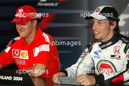 24.07.2004 Hockenheim, Germany, F1, Saturday, July, Michael Schumacher, GER, Ferrari and Jenson Button, GBR, BAR Honda - Formula 1 World Championship, Rd 12, Official FIA Press Conference, Grosser Mobil 1 Preis von Deutschland, GER, Hockenheimring Baden-Württemberg