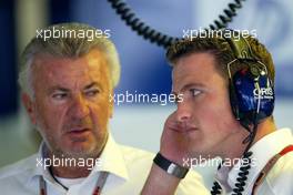 24.07.2004 Hockenheim, Germany, F1, Saturday, July, Willi Weber, GER, Driver - Manager with Ralf Schumacher, GER, BMW WilliamsF1 - Formula 1 World Championship, Rd 12, Practice, Grosser Mobil 1 Preis von Deutschland, GER, Hockenheimring Baden-Württemberg