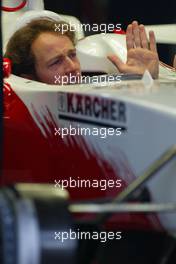 24.07.2004 Hockenheim, Germany, F1, Saturday, July, Cristiano da Matta, BRA, Panasonic Toyota Racing, TF104, Pitlane, Box, Garage - Formula 1 World Championship, Rd 12, Practice, Grosser Mobil 1 Preis von Deutschland, GER, Hockenheimring Baden-Württemberg