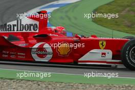 24.07.2004 Hockenheim, Germany, F1, Saturday, July, secound practise, Sachs Corner, Michael Schumacher, GER, Scuderia Ferrari Marlboro, F2004, Action, Track - Formula 1 World Championship, Rd 12, Practice, Grosser Mobil 1 Preis von Deutschland, GER, Hockenheimring Baden-Württemberg