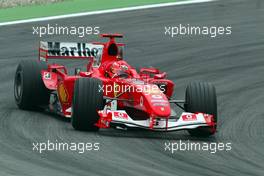 24.07.2004 Hockenheim, Germany, F1, Saturday, July, secound practise, Sachs Corner, Michael Schumacher, GER, Scuderia Ferrari Marlboro, F2004, Action, Track - Formula 1 World Championship, Rd 12, Practice, Grosser Mobil 1 Preis von Deutschland, GER, Hockenheimring Baden-Württemberg