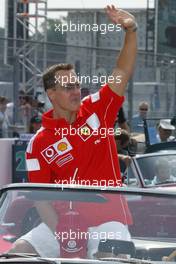 25.07.2004 Hockenheim, Germany, F1, Sunday. July, Michael Schumacher, GER, Ferrari, drivers parade - Formula 1 World Championship, Rd 12, Grosser Mobil 1 Preis von Deutschland, GER, Hockenheimring Baden-Württemberg