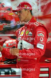 11.09.2004 Monza, Italy, F1, Saturday, September, Michael Schumacher, GER, Scuderia Ferrari Marlboro, F2004, Pitlane, Box, Garage - Formula 1 World Championship, Practice, Rd 15, Italian Grand Prix, ITA, Italy