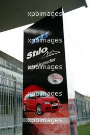 08.09.2004 Monza, Italy, F1, Wednesday, September, FIAT STILO MS Limited Edition for a draw - with a spelling mistake on the display - Michael "Scumacher" - Michael Schumacher, GER, Ferrari - Charity football match, Stadio Brianteo, Formula 1 World Championship, ITA, Italy