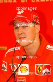 15.01.2004 Madonna di Campiglio, Italy, Press conference with Michael Schumacher (GER), Scuderia Ferrari Marlboro, Portrait - Wrooom 2004, 14th annual Ski Press Meeting of Marlboro Ferrari in Madonna di Campiglio, Italy