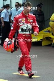 22.05.2004 Monte Carlo, Monaco, F1, Saturday, May, Michael Schumacher, GER, Ferrari after Qualifying - Formula 1 World Championship, Rd 6, Monaco Grand Prix Qualifying,  MCO