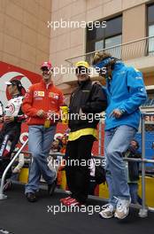 23.05.2004 Monte Carlo, Monaco, F1, Sunday, May, Michael Schumacher, GER, Ferrari, Giorgio Pantano, ITA, Jordan and Jarno Trulli, ITA, Renault F1 Team - Formula 1 World Championship, Rd 6, Monaco Grand Prix,  MCO