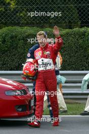 02.09.2004 Monza, Italien, F1 Test, Thursday, Michael Schumacher, GER, Ferrari crashed at first corner during the testing - Autodromo Nazionale Monza, Formel 1, Italien, Italy, September 2004