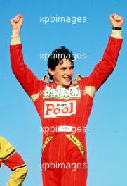 1983, Ayrton Senna wins the British F3 Championship Thruston, England 1983, Portrait