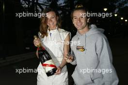 21.04.2004 Forli, Italy, QIS, Charity football match at Stadio Morgani / Forli between current and former F1 drivers, and the Brazilian 1994 Soccer team, Jarno Trulli, ITA, Renault F1 Team poses with a Champagne Mumm Jeroboam which has been signed by the drivers and Brazilians who played in the football match. The Jeroboam will be auctioned for charity. Wednesday, April, Formula 1 World Championship, Rd 4, San Marino Grand Prix, RSM - Mumm Copyright Free