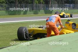 23.04.2004 Imola, San Marino, F1, Friday, April, Timo Glock, GER, Test Driver Jordan crashed during Practice, Formula 1 World Championship, Rd 4, San Marino Grand Prix, RSM