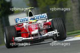 23.04.2004 Imola, San Marino, F1, Friday, April, Cristiano da Matta, BRA, Panasonic Toyota Racing, TF104, Action, Track - Practice, Formula 1 World Championship, Rd 4, San Marino Grand Prix, RSM