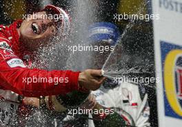 25.04.2004 Imola, San Marino, F1, Sunday, April, Michael Schumacher, GER, Ferrari and Jenson Button, GBR, BAR Honda - Podium, Formula 1 World Championship, Rd 4, San Marino Grand Prix, RSM
