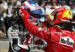 25.04.2004 Imola, San Marino, F1, Sunday, April, Michael Schumacher, GER, Ferrari and Jenson Button, GBR, BAR Honda - Formula 1 World Championship, race, Rd 4, San Marino Grand Prix, RSM