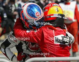 25.04.2004 Imola, San Marino, F1, Sunday, April, Jenson Button, GBR, BAR Honda and Michael Schumacher, GER, Ferrari - Formula 1 World Championship, race, Rd 4, San Marino Grand Prix, RSM