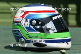 24.04.2004 Imola, San Marino, F1, Saturday, April, Gianmaria Bruni, ITA,  Minardi helmet- Formula 1 World Championship, Rd 4, San Marino Grand Prix, RSM