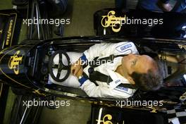 25.04.2004 Imola, San Marino, F1, Sunday, April, Gerhard Berger, AUT, Portrait, making some laps in a OLD Lotus F1 car, regarding of the accidents of Senna and Ratzemberger - Podium, Formula 1 World Championship, Rd 4, San Marino Grand Prix, RSM