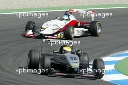 17.04.2004 Hockenheim, Germany,  F3 Euro Series, Saturday, Lewis Hamilton (GBR), Manor Motorsport, Dallara F3-02 Mercedes, in front of Roberto Streit (BRA), Prema Powerteam, Dallara F3-04 Opel - F3 Euro Series 2004 at Hockenheimring Baden-Württemberg (Deutschland)