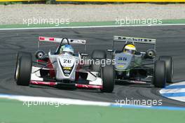 17.04.2004 Hockenheim, Germany,  F3 Euro Series, Saturday, Roberto Streit (BRA), Prema Powerteam, Dallara F3-04 Opel, in front of Lewis Hamilton (GBR), Manor Motorsport, Dallara F3-02 Mercedes - F3 Euro Series 2004 at Hockenheimring Baden-Württemberg (Deutschland)