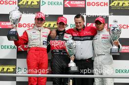 02.10.2004 Hockenheim, Germany,  F3 Euro Series, Saturday, Podium, Nicolas Lapierre (FRA), OPEL Team Signature-Plus, Dallara F3-04 Opel (1st, center), Hannes Neuhauser (AUT), HBR Motorsport, Dallara F3-03 Opel (2nd, left) and Lewis Hamilton (GBR), Manor Motorsport, Dallara F3-02 Mercedes (3rd, right) - F3 Season 2004 at Hockenheimring Baden-Württemberg