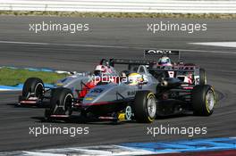 03.10.2004 Hockenheim, Germany,  F3 Euro Series, Sunday, Lewis Hamilton (GBR), Manor Motorsport, Dallara F3-02 Mercedes, trying to hold off Robert Kubica (POL), Mücke Motorsport, Dallara F3-02 Mercedes - F3 Season 2004 at Hockenheimring Baden-Württemberg