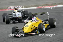 31.07.2004 Nürburg, Germany,  F3 Euro Series, Saturday, Daniel La Rosa (GER), HBR Motorsport, Dallara F3-03 Opel, in front of Lewis Hamilton (GBR), Manor Motorsport, Dallara F3-02 Mercedes - F3 Euro Series 2004 at Nürburgring