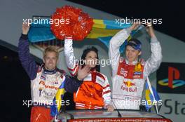 04.12.2004 Paris, France,  Saturday, Team presentations Nations Cup, with Team Sweden, Kenny Brack (SWE), IRL driver, Portrait (left) and Mattias Ekstrom (SWE), DTM driver, Team Abt-Audi, Portrait (right) - 17th Race of Champions 2004, Stade de France, Paris, France