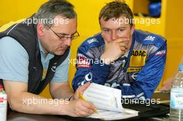 29.04.2005 Klettwitz, Germany,  Marcel Fässler (SUI), Opel Performance Center, Portrait, dissapointed with his result on the Friday - DTM 2005 at Eurospeedway Lausitzring (Deutsche Tourenwagen Masters)