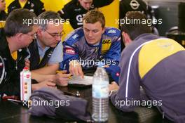 29.04.2005 Klettwitz, Germany,  Marcel Fässler (SUI), Opel Performance Center, Portrait, dissapointed with his result on the Friday - DTM 2005 at Eurospeedway Lausitzring (Deutsche Tourenwagen Masters)