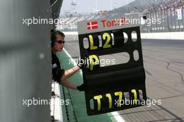 30.04.2005 Klettwitz, Germany,  Pitboard of Tom Kristensen (DNK), Audi Sport Team Abt, Audi A4 DTM - DTM 2005 at Eurospeedway Lausitzring (Deutsche Tourenwagen Masters)