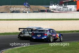 01.05.2005 Klettwitz, Germany,  Martin Tomczyk (GER), Audi Sport Team Abt Sportsline, Audi A4 DTM and Jean Alesi (FRA), AMG-Mercedes, AMG-Mercedes C-Klasse, fighting for position - DTM 2005 at Eurospeedway Lausitzring (Deutsche Tourenwagen Masters)