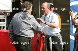 01.05.2005 Klettwitz, Germany,  Dr. Wolfgang Ullrich (GER), Audi's Head of Sport (right), congratulates Norbert Haug (GER), Sporting Director Mercedes-Benz (left), with the victory - DTM 2005 at Eurospeedway Lausitzring (Deutsche Tourenwagen Masters)