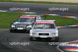 01.05.2005 Klettwitz, Germany,  Mika Häkkinen (FIN), Sport Edition AMG-Mercedes, AMG-Mercedes C-Klasse, held up by Pierre Kaffer (GER), Audi Sport Team Joest Racing, Audi A4 DTM - DTM 2005 at Eurospeedway Lausitzring (Deutsche Tourenwagen Masters)