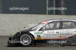 17.09.2005 Klettwitz, Germany,  Pierre Kaffer (GER), Audi Sport Team Joest Racing, Audi A4 DTM, crashing into the wall - DTM 2005 at Lausitzring (Deutsche Tourenwagen Masters)