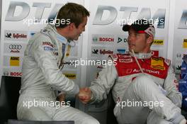 17.09.2005 Klettwitz, Germany,  Jamie Green (GBR), Salzgitter AMG-Mercedes, Portrait (left) and Tom Kristensen (DNK), Audi Sport Team Abt, Portrait (right) - DTM 2005 at Lausitzring (Deutsche Tourenwagen Masters)