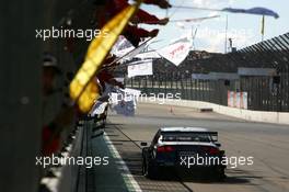 18.09.2005 Klettwitz, Germany,  Mattias Ekström (SWE), Audi Sport Team Abt Sportsline, Audi A4 DTM, passing his team after winning the race - DTM 2005 at Lausitzring (Deutsche Tourenwagen Masters)