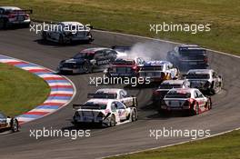 18.09.2005 Klettwitz, Germany,  Rinaldo Capello (ITA), Audi Sport Team Joest, Audi A4 DTM, being pushed sideways during the start of the race - DTM 2005 at Lausitzring (Deutsche Tourenwagen Masters)