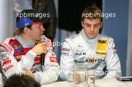 16.04.2005 Hockenheim, Germany,  Press conference, Mattias Ekström (SWE), Audi Sport Team Abt Sportsline, Portrait (1st, left) and Jamie Green (GBR), Salzgitter AMG-Mercedes, Portrait (3rd, right) - DTM 2005 at Hockenheimring Baden-Württemberg (Deutsche Tourenwagen Masters)