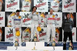 17.04.2005 Hockenheim, Germany,  Podium, Jean Alesi (FRA), AMG-Mercedes, Portrait (1st, center), Gary Paffett (GBR), DaimlerChrysler Bank AMG-Mercedes, Portrait (2nd, left) and Bernd Schneider (GER), Vodafone AMG-Mercedes, Portrait (3rd, right) - DTM 2005 at Hockenheimring Baden-Württemberg (Deutsche Tourenwagen Masters)