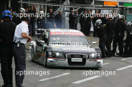 21.10.2005 Hockenheim, Germany,  Allan McNish (GBR), Audi Sport Team Abt, Audi A4 DTM, leaving the pits after a pitstop practice - DTM 2005 at Hockenheimring (Deutsche Tourenwagen Masters)