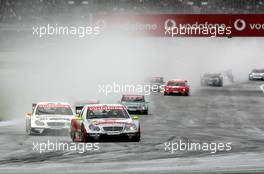 23.10.2005 Hockenheim, Germany,  Start of the race, with Bernd Schneider (GER), Vodafone AMG-Mercedes, AMG-Mercedes C-Klasse, leading Jamie Green (GBR), Salzgitter AMG-Mercedes, AMG-Mercedes C-Klasse - DTM 2005 at Hockenheimring (Deutsche Tourenwagen Masters)