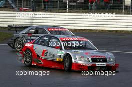 23.10.2005 Hockenheim, Germany,  Frank Stippler (GER), Audi Sport Team Joest, Audi A4 DTM, leads Gary Paffett (GBR), DaimlerChrysler Bank AMG-Mercedes, AMG-Mercedes C-Klasse - DTM 2005 at Hockenheimring (Deutsche Tourenwagen Masters)